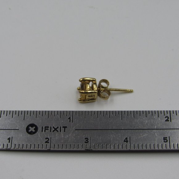 Sterling Silver Citrine Gemstone Stud Earrings - Picture 5 of 6